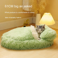 HKM-7298621 Long Wool Oval Pet Bed - Warm Cat and Dog Nest in Various Colors and Quilted Options