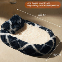 HKM-7298621 Long Wool Oval Pet Bed - Warm Cat and Dog Nest in Various Colors and Quilted Options