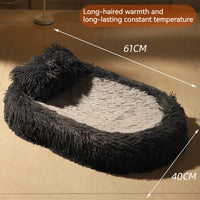 HKM-7298621 Long Wool Oval Pet Bed - Warm Cat and Dog Nest in Various Colors and Quilted Options