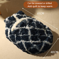 HKM-7298621 Long Wool Oval Pet Bed - Warm Cat and Dog Nest in Various Colors and Quilted Options
