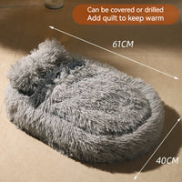 HKM-7298621 Long Wool Oval Pet Bed - Warm Cat and Dog Nest in Various Colors and Quilted Options