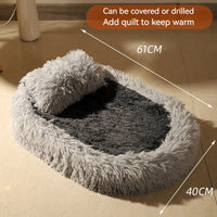 HKM-7298621 Long Wool Oval Pet Bed - Warm Cat and Dog Nest in Various Colors and Quilted Options