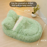 HKM-7298621 Long Wool Oval Pet Bed - Warm Cat and Dog Nest in Various Colors and Quilted Options