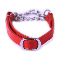HKM-7298749 Cowhide Semi-Controlled P Chain Collar for Small Dogs - Black and Brown Options