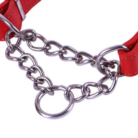 HKM-7298749 Cowhide Semi-Controlled P Chain Collar for Small Dogs - Black and Brown Options