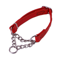 HKM-7298749 Cowhide Semi-Controlled P Chain Collar for Small Dogs - Black and Brown Options