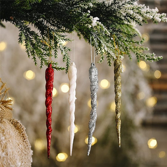 HKM-729875 Colorful Icicle Pendant in Gold and Silver - Decorative Christmas Ornament