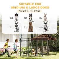 HKM-7300413 Outdoor Dog Kennel with Waterproof Canopy for Medium to Large Dogs - Heavy-Duty Steel Construction