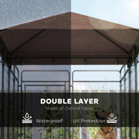 HKM-7300413 Outdoor Dog Kennel with Waterproof Canopy for Medium to Large Dogs - Heavy-Duty Steel Construction