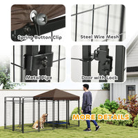 HKM-7300413 Outdoor Dog Kennel with Waterproof Canopy for Medium to Large Dogs - Heavy-Duty Steel Construction