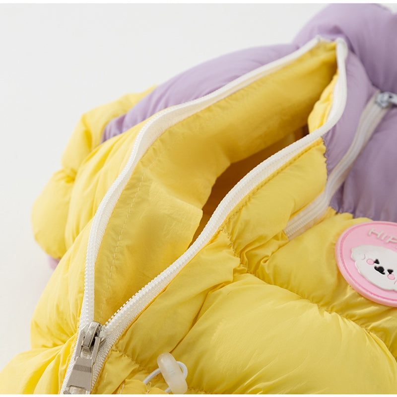 HKM-7301309 Cozy Color-Blocked Puffer Jacket for Small Dogs and Cats - Warm Cotton-Padded Winter Jumpsuit