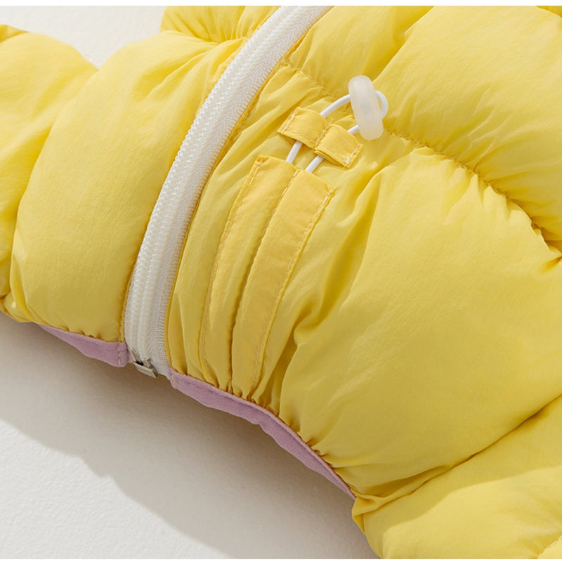 HKM-7301309 Cozy Color-Blocked Puffer Jacket for Small Dogs and Cats - Warm Cotton-Padded Winter Jumpsuit