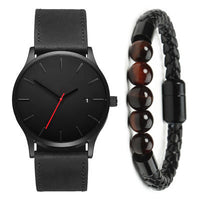 HKM-730259 Casual Men's Quartz Watch with Large Dial and Leather Strap