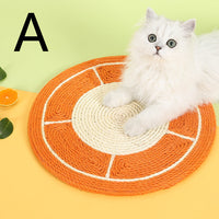 HKM-7302717 Natural Solid Wood Sisal Cat Scratching Board with Fruit Patterns - Anti-Scratch Design and Claw Grinder