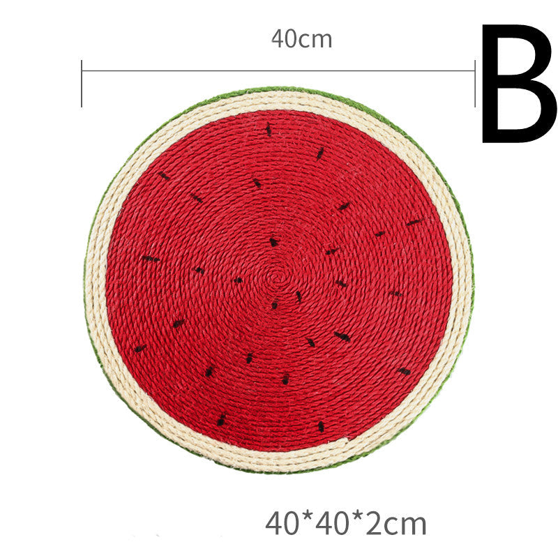 HKM-7302717 Natural Solid Wood Sisal Cat Scratching Board with Fruit Patterns - Anti-Scratch Design and Claw Grinder