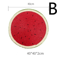 HKM-7302717 Natural Solid Wood Sisal Cat Scratching Board with Fruit Patterns - Anti-Scratch Design and Claw Grinder
