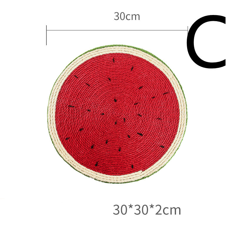 HKM-7302717 Natural Solid Wood Sisal Cat Scratching Board with Fruit Patterns - Anti-Scratch Design and Claw Grinder