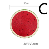 HKM-7302717 Natural Solid Wood Sisal Cat Scratching Board with Fruit Patterns - Anti-Scratch Design and Claw Grinder