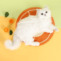 HKM-7302717 Natural Solid Wood Sisal Cat Scratching Board with Fruit Patterns - Anti-Scratch Design and Claw Grinder