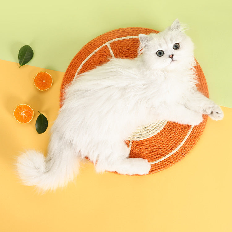 HKM-7302717 Natural Solid Wood Sisal Cat Scratching Board with Fruit Patterns - Anti-Scratch Design and Claw Grinder