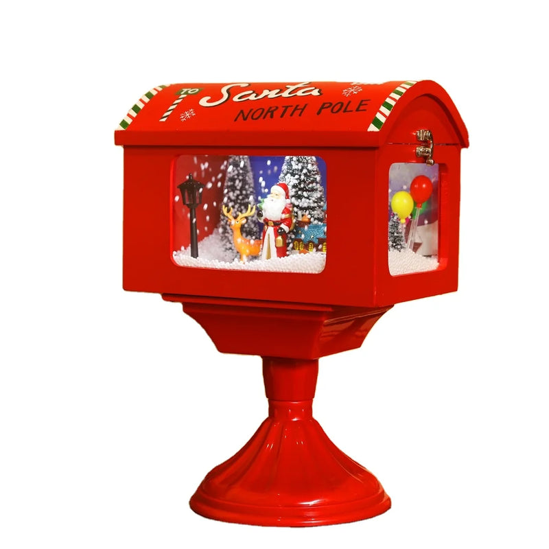 HKM-730323 Christmas Mini Mailbox Decoration with LED Light and Music, 27x20x40CM