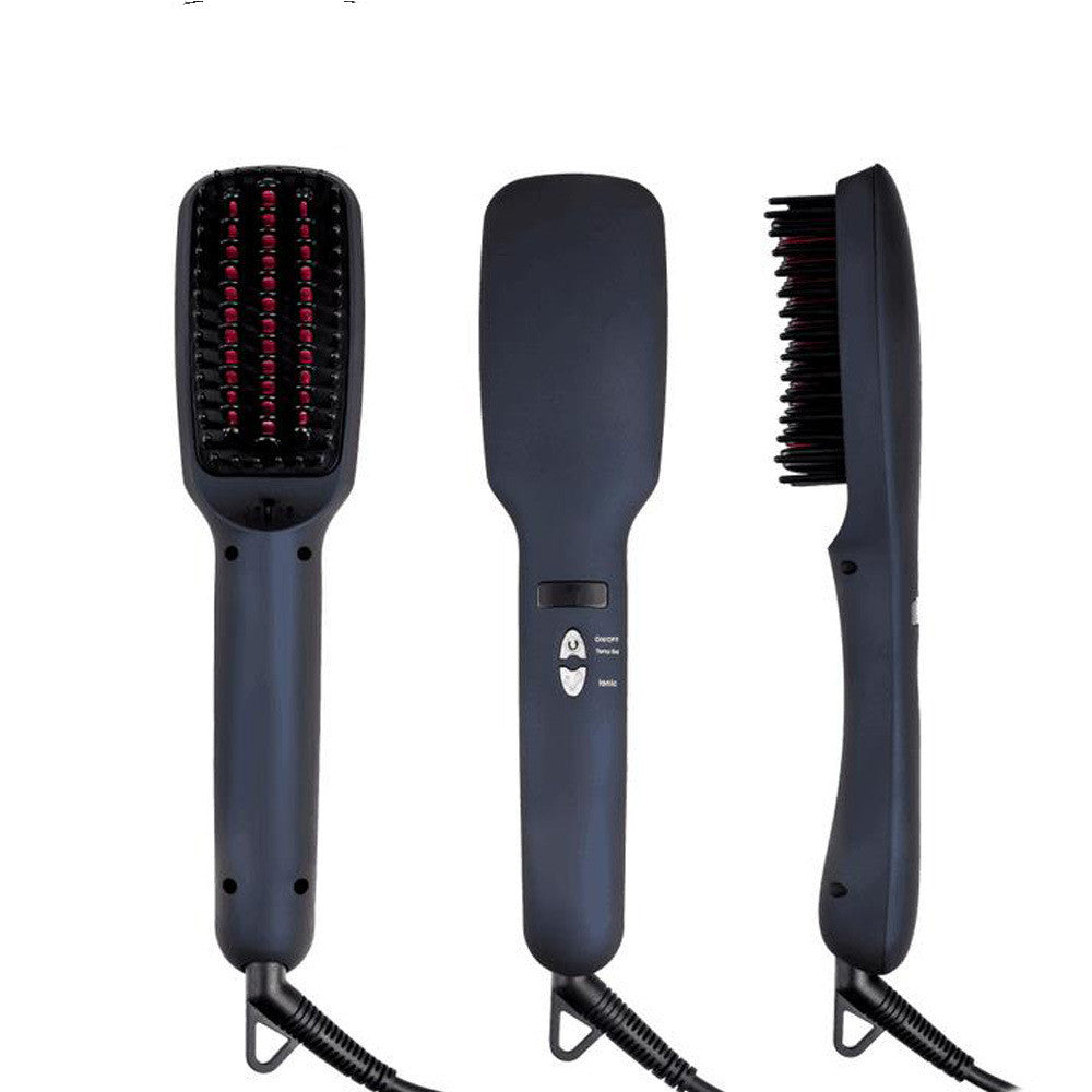 HKM-730323 LCD Liquid Crystal Display Hair Straightening Comb with Temperature Control for Dry Hair, Black and Pink
