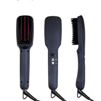 HKM-730323 LCD Liquid Crystal Display Hair Straightening Comb with Temperature Control for Dry Hair, Black and Pink