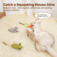 HKM-7303997 Interactive Catnip Mouse Toys with Squeak Sounds for Indoor Kittens - Engaging Playtime and Oral Health Benefits