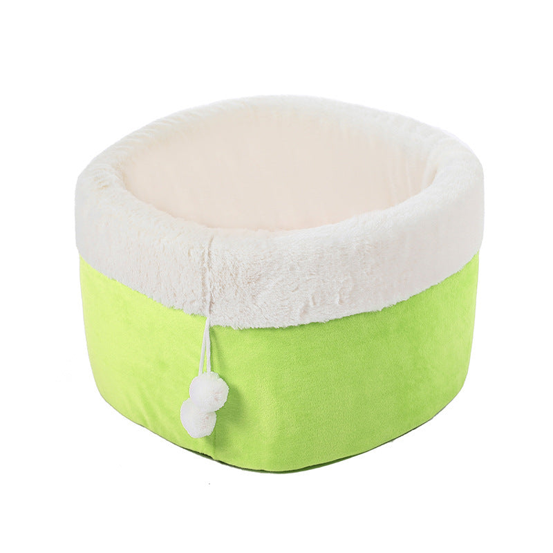 HKM-7304381 Plush Arctic Velvet Cat Bed with Non-Slip Base and Removable Inner Pad