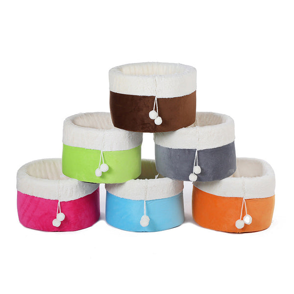 HKM-7304381 Plush Arctic Velvet Cat Bed with Non-Slip Base and Removable Inner Pad