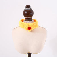 HKM-7304509 Hand Knitted Wool Cherry Flower Bow Adjustable Pet Collar for Cats and Dogs