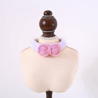 HKM-7304509 Hand Knitted Wool Cherry Flower Bow Adjustable Pet Collar for Cats and Dogs