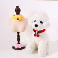 HKM-7304509 Hand Knitted Wool Cherry Flower Bow Adjustable Pet Collar for Cats and Dogs
