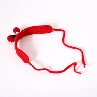 HKM-7304509 Hand Knitted Wool Cherry Flower Bow Adjustable Pet Collar for Cats and Dogs