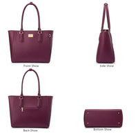 HKM-730451 Elegant Leather Tote Bag for 15.6-Inch Laptops - Versatile Work and Shopping Handbag for Women