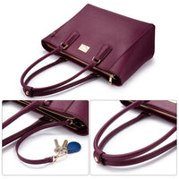 HKM-730451 Elegant Leather Tote Bag for 15.6-Inch Laptops - Versatile Work and Shopping Handbag for Women