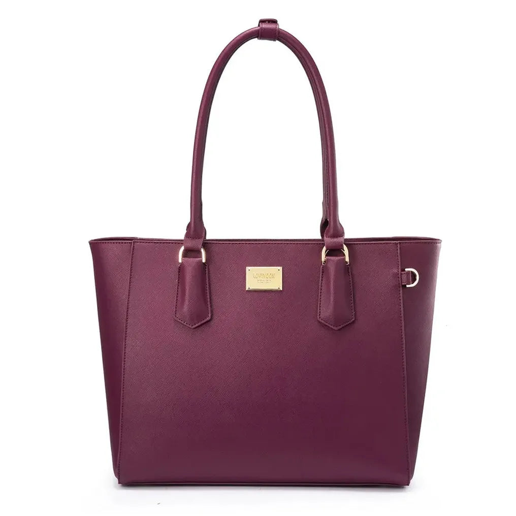 HKM-730451 Elegant Leather Tote Bag for 15.6-Inch Laptops - Versatile Work and Shopping Handbag for Women