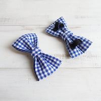 HKM-7304765 Blue Checkered Dog Bowtie - Polyester Pet Accessory (UBT-046)