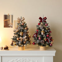 HKM-730515 Mini Christmas Tree Decoration Set - 45CM Flocking Plastic Ornaments for Window Display