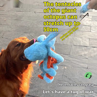 HKM-7307325 Interactive Plush Pull Toy for Medium to Large Dogs - Orange or Blue Octopus Design