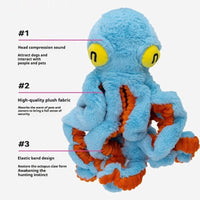 HKM-7307325 Interactive Plush Pull Toy for Medium to Large Dogs - Orange or Blue Octopus Design