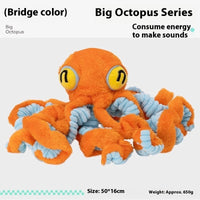 HKM-7307325 Interactive Plush Pull Toy for Medium to Large Dogs - Orange or Blue Octopus Design