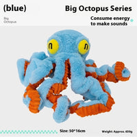 HKM-7307325 Interactive Plush Pull Toy for Medium to Large Dogs - Orange or Blue Octopus Design