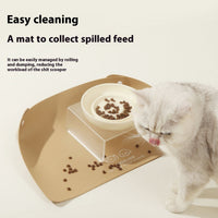 HKM-7308477 Waterproof and Oil-Proof Anti-Spill Placemat for Pets in Apricot and Creamy-White Leather