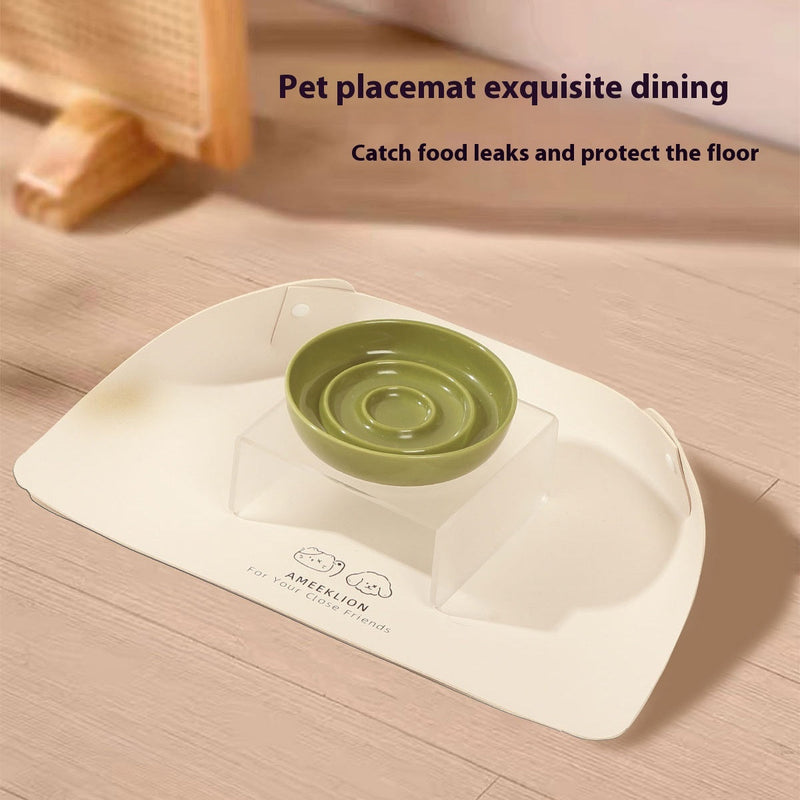 HKM-7308477 Waterproof and Oil-Proof Anti-Spill Placemat for Pets in Apricot and Creamy-White Leather