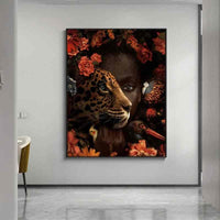 HKM-730899 African Women Leopard Print Canvas Art Poster