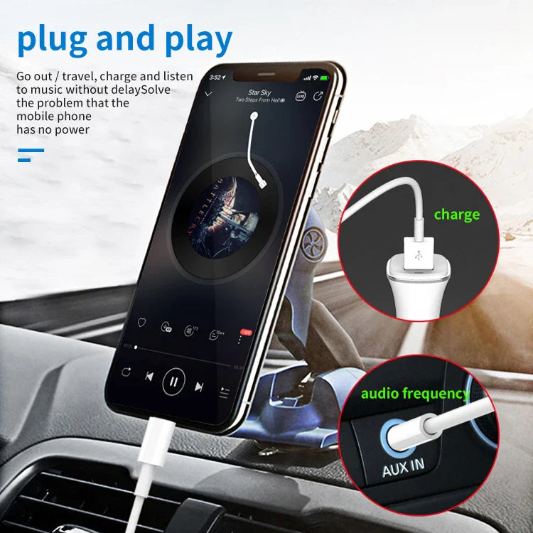 HKM-730899 Type-C to 3.5mm Audio and Charging Splitter Cable for Samsung, LG, Google, and iPad to Car Audio & Headphones