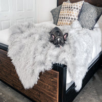 HKM-7309117 Luxurious Winter Warm Pet Pad for Dogs and Small Animals, Ideal for Couch, Car, and Travel, Grey/White/Leopard
