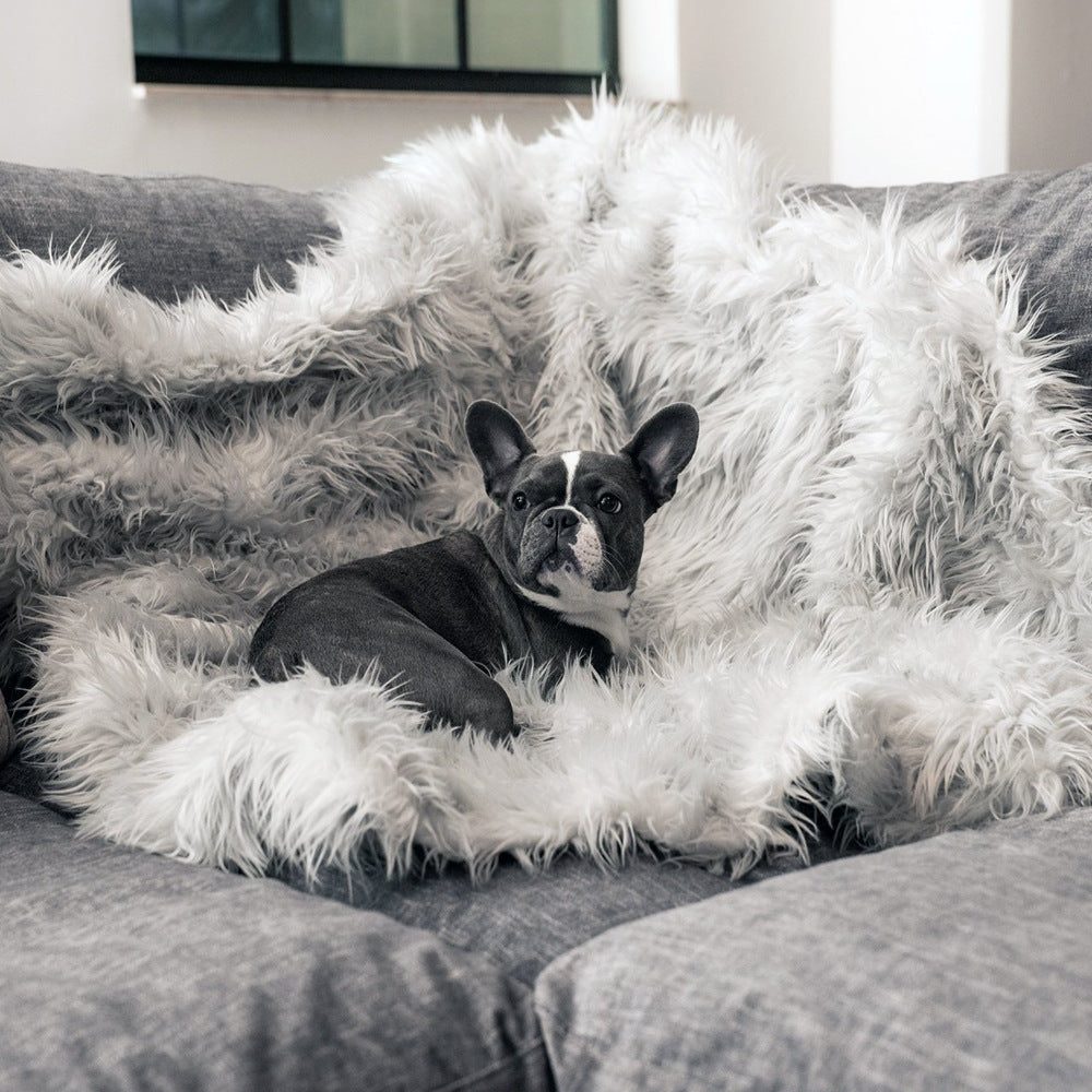 HKM-7309117 Luxurious Winter Warm Pet Pad for Dogs and Small Animals, Ideal for Couch, Car, and Travel, Grey/White/Leopard