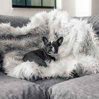HKM-7309117 Luxurious Winter Warm Pet Pad for Dogs and Small Animals, Ideal for Couch, Car, and Travel, Grey/White/Leopard